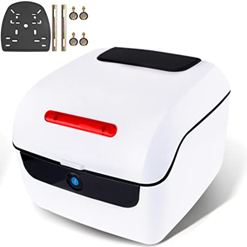 Motorrad Kofferraum Heckbox Helm GepäCkaufbewahrung Top Case Wasserdicht Schlagfest AbschließBare Universelle Harte Motorrad Top Box mit SchlüSseln und Platte ,D,9*13*13inch von NUACOS