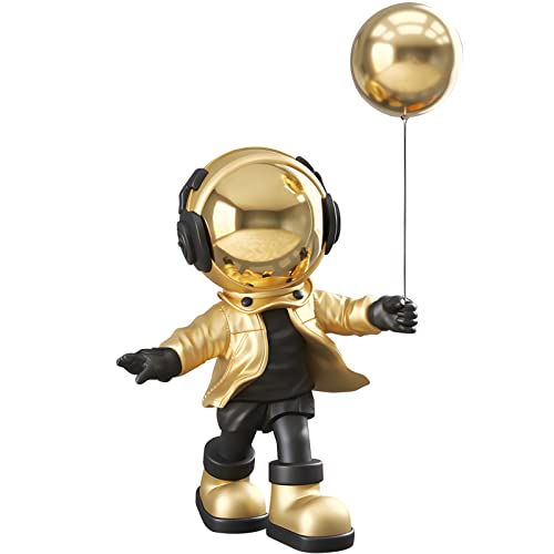 NUACOS Astronaut -Figur Statue, Griff Ballonharz -Raumleiter -Skulptur, für Home Tisch Desktop Orament, Bücherregal, Studienzimmer House Dekoration (Gold) von NUACOS