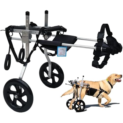 NUACOS Hund Unterstützter Rollstuhl, Verstellbarer 2 Räder Hunderollstuhl, Große Verstellbarer Pet Dog Wheelchair für Behinderte Hunde Hinterbeine Rehabilitation von 15-50kg,M von NUACOS