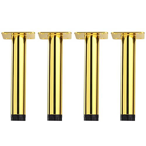NUACOS Metall Möbelfüße Höhenverstellbar 4 Stück Zylindrisch Strapazierfähig Bettbeine für Schrank, Sofa Bettgestell Metall-Möbelstützfüße,Gold,17cm/6.69in von NUACOS