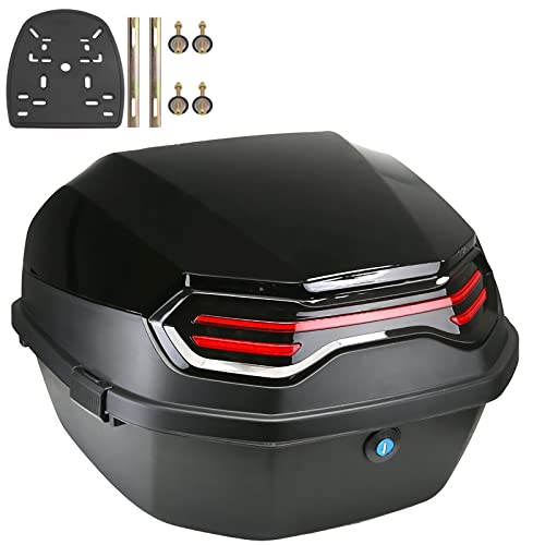 NUACOS Motorrad Kofferraum Universal Top Box wasserdichte Motorrad Heckbox mit RüCken für Roller Moped,B,11 * 15 * 15inch von NUACOS