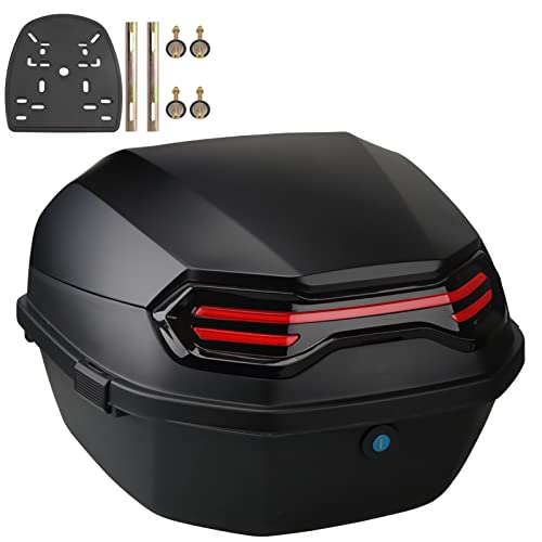 NUACOS Motorrad Kofferraum Universal Top Box wasserdichte Motorrad Heckbox mit RüCken für Roller Moped,D,11 * 15 * 15inch von NUACOS