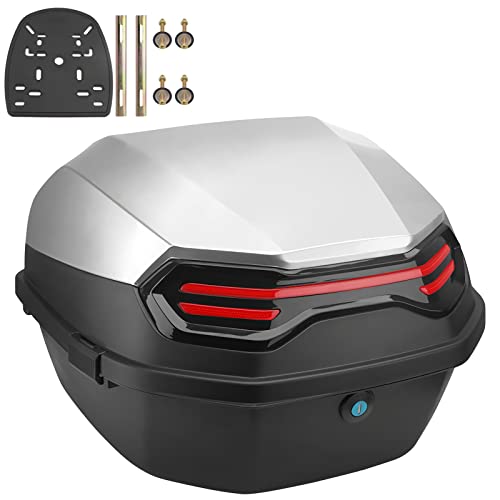 NUACOS Motorrad Kofferraum Universal Top Box wasserdichte Motorrad Heckbox mit RüCken für Roller Moped,F,11 * 15 * 15inch von NUACOS