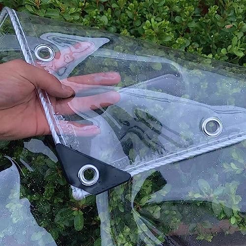 NUACOS Plane Transparent mit ösen, wasserdichte ReißFest PVC Abdeckplane Transparent, Terrassen Balkon Regenschutz Durchsichtig Abdeckplane, 100% Transparent Pavillon Schutzhaube,100x450cm von NUACOS