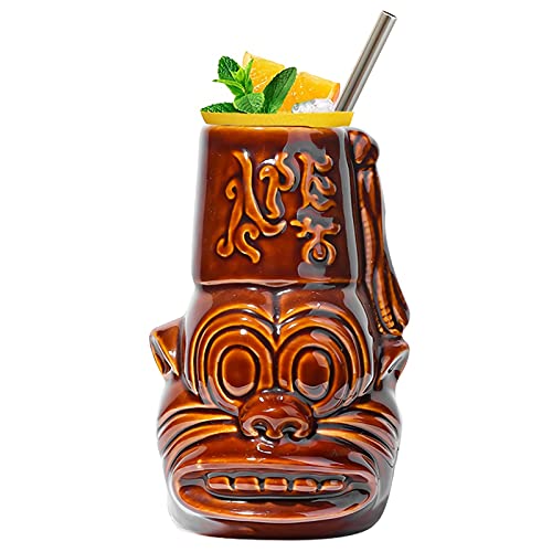 Tiki Orangutan Becher, Keramik Tiki Stil Mug Groß Schöne Neuheit Cocktailbecher Tiki Gläser Tassen Hawiian Luau Party Tropisch Exotisch 520ml / 18oz von NUACOS
