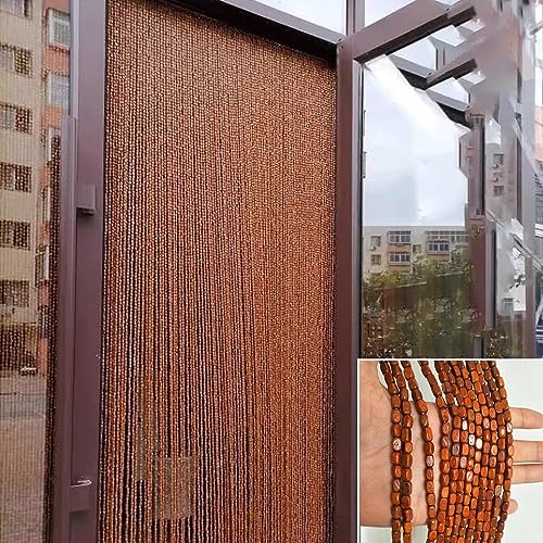 NUACOS Türvorhang Fadenvorhang Paneel Bambus Perlenvorhang Tür Wand Fenster Türen Raumteiler Dekorationen für Wohnzimmer Schlafzimmer,Rot,80x200cm(50Shares) von NUACOS