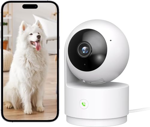 NUASI 2K WLAN überwachungskamera innen, 360° Schwenkbare Kamera Indoor für Baby, EIN-Touch-Call, Farbnachtsicht, AI Bewegungserkennung, Alarm, 2-Wege-Audio (2.4GHz Wi-Fi) von NUASI