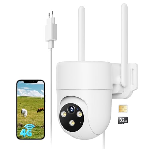 NUASI 4G LTE Überwachungskamera Aussen mit SIM Karte, 2K PTZ 360° IP Kamera Ohne WLAN Outdoor mit FarbNachtsicht, AI Personenerkennung und 2-Wege-Audio, IP66 Wasserdicht, 32GB NUASI 4G LTE Überwachungskamera Aussen mit SIM Karte, 2K PTZ 360° IP Kamera Ohne WLAN Outdoor mit FarbNachtsicht, AI Personenerkennung und 2-Wege-Audio, IP66 Wasserdicht, 32GB von NUASI