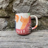 Einzigartig Gestaltete Handgemachte Sgraffito-Keramikbecher - Keramikglas Weihnachtsbecher Kaffeetasse Urlaub Becher Sgraffito-Tasse Geschenk von NUAtelierStudio