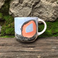 Einzigartig Gestalteter Handgemachter Sgraffito-Keramikbecher - Keramikglas Steinzeugbecher Kaffeetasse Trinkbecher Becher Sgraffitobecher von NUAtelierStudio