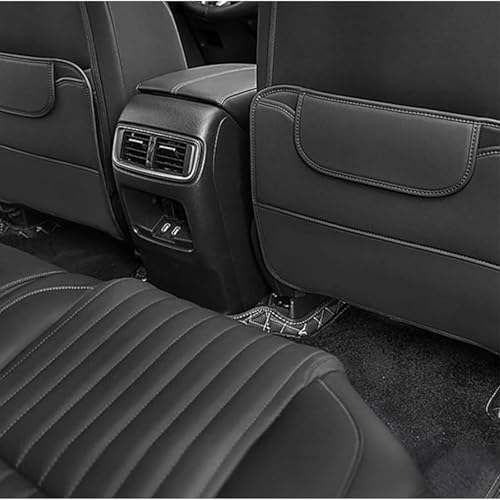 NUBHYYIO 2 Stück Auto Rücksitz Anti Kick Pad für VW Golf 5 6 7 8 GTE GTI GTD Clubsport, Leder RückenlehneSchutz mit Organizer Wasserdich Anti-Kick Pads Kinderschutz Autositz ZubehöR,B/Black von NUBHYYIO