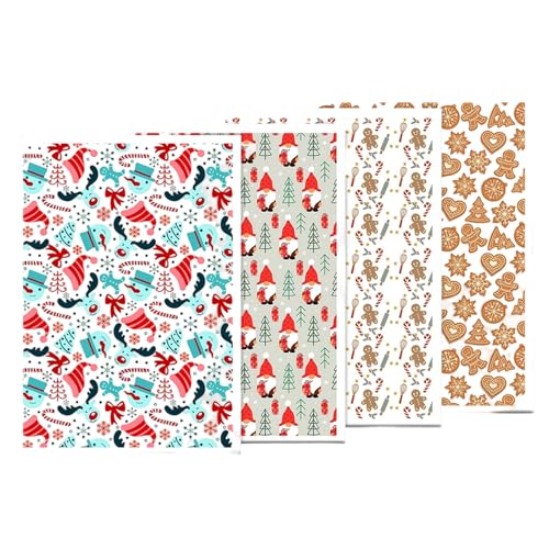 4-teiliges Transferpapier aus Ton für Weihnachten macht wasserlösliche Blätter für Ohrringe, Schmuck und macht 95 x 138 mm kalte Aufkleber zum Basteln von NUEAYMS