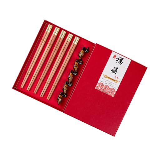 Essstäbchen und Ständer Set aus natürlichem Holz, rutschfest und langlebig, modernes Küchenutensilien, Essstäbchen und Ständer aus Naturholz von NUEAYMS
