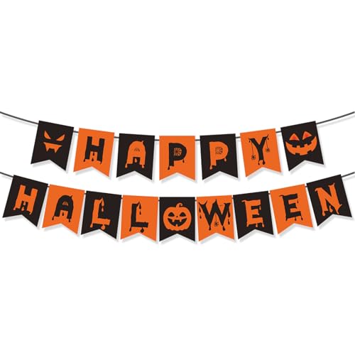 Halloween-Party Banane Trick or Treat Outdoor Indoor Hanging Decoration Backdrop Supply Halloween Banner with Pumpkin and Sign von NUEAYMS