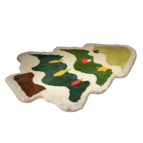 NUEAYMS Dekorative und funktionale Weihnachtsbaum-Badematte mit hoher Wasseraufnahmefähigkeit und rutschfester Unterseite, saugfähiger Badezimmerteppich NUEAYMS Dekorative und funktionale Weihnachtsbaum-Badematte mit hoher Wasseraufnahmefähigkeit und rutschfester Unterseite, saugfähiger Badezimmerteppich von NUEAYMS