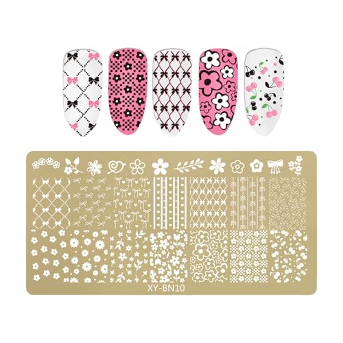 Nagelschablonen Schmetterling Blume Nagelschablonen Nagelschablone Nagelkunst Zubehör Edelstahl Nagelkunst Schablonen DIY DIY Home Decoration Nailart Rechteck Stamping Plate von NUEAYMS