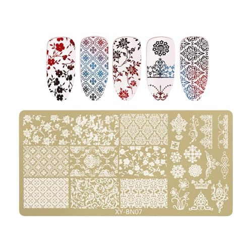 Nagelschablonen Schmetterling Blume Nagelschablonen Nagelschablone Nagelkunst Zubehör Edelstahl Nagelkunst Schablonen DIY DIY Home Decoration Nailart Rechteck Stamping Plate von NUEAYMS