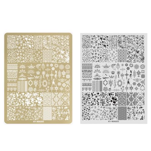 Nail Stamp Plate Art Template Decoration Spitze Blume Flach Stamping Nail Stamp von NUEAYMS