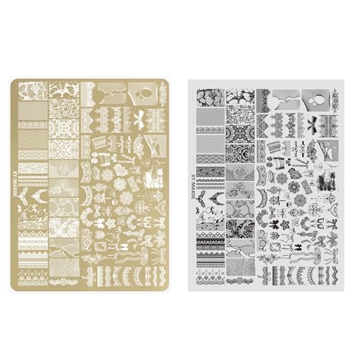 Nail Stamp Plate Art Template Decoration Spitze Blume Flach Stamping Nail Stamp von NUEAYMS