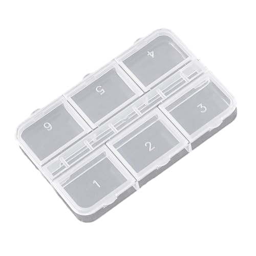 Transparente Aufbewahrungsbox mit 6 Fächern für Nagelkunstwerkzeuge, leichtes und kompaktes Design von NUEAYMS