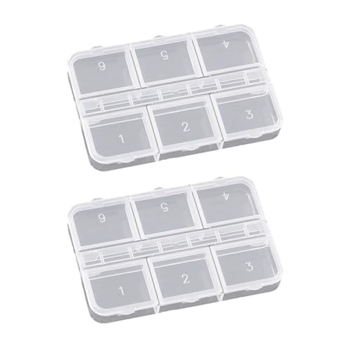 Transparente Aufbewahrungsbox mit 6 Fächern für Nagelkunstwerkzeuge, leichtes und kompaktes Design von NUEAYMS