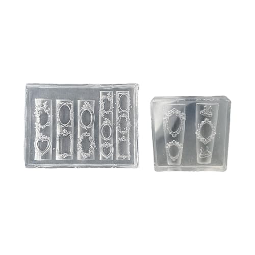 Wiederverwendbare Nagelkunst-Silikonform für Nagelkunst, Nagelkunst-Werkzeuge, Silikonform für kreative Maniküre-Dekoration, 2 Stück von NUEAYMS
