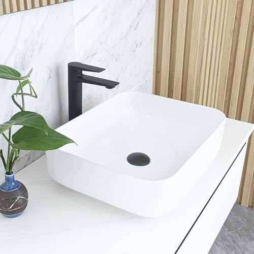 NUESTRA VIDA Deluxe Waschbecken aus Keramik, Aufsatzwaschbecken ohne Hahnloch und Überlauf, Glänzendes Waschtisch Handwaschbecken, waschbecken bad 49,5 × 38 × 14 cm von NUESTRA VIDA