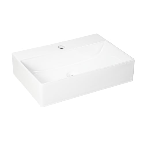 NUESTRA VIDA Waschbecken Bad Eckig 51 x 36 x 12 cm, Aufsatzwaschbecken Waschtisch Waschschale Handwaschbecken Gäste WC Rechteckig Keramik Weiß von NUESTRA VIDA