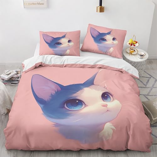 NUEYSP Bettwäsche 135x200 Cartoon-Katze Bettwäsche-Sets 3D-Motiv, Mikrofaser, 1 Bettbezug 135x200 + 1 Kissen 80x80 mit Verdecktem ReißVerschluss für Mädchen Jungen. NUEYSP Bettwäsche 135x200 Cartoon-Katze Bettwäsche-Sets 3D-Motiv, Mikrofaser, 1 Bettbezug 135x200 + 1 Kissen 80x80 mit Verdecktem ReißVerschluss für Mädchen Jungen. von NUEYSP