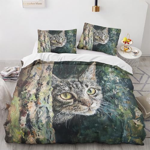 NUEYSP Bettwäsche 135x200 Graue Katze Bettwäsche-Sets 3D-Motiv, Mikrofaser, 1 Bettbezug 135x200 + 1 Kissen 80x80 mit Verdecktem ReißVerschluss für Mädchen Jungen. NUEYSP Bettwäsche 135x200 Graue Katze Bettwäsche-Sets 3D-Motiv, Mikrofaser, 1 Bettbezug 135x200 + 1 Kissen 80x80 mit Verdecktem ReißVerschluss für Mädchen Jungen. von NUEYSP