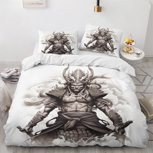 NUEYSP Bettwäsche 135x200 Krieger Bettwäsche-Sets 3D-Motiv, Mikrofaser, 1 Bettbezug 135x200 + 1 Kissen 80x80 mit Verdecktem ReißVerschluss für Mädchen Jungen. von NUEYSP