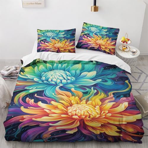 NUEYSP Bettwäsche 140x200 Farbige Blume Bettwäsche-Sets 3D-Motiv, Mikrofaser, 1 Bettbezug 140x200 + 1 Kissen 70x90 mit Verdecktem ReißVerschluss für Mädchen Jungen. NUEYSP Bettwäsche 140x200 Farbige Blume Bettwäsche-Sets 3D-Motiv, Mikrofaser, 1 Bettbezug 140x200 + 1 Kissen 70x90 mit Verdecktem ReißVerschluss für Mädchen Jungen. von NUEYSP