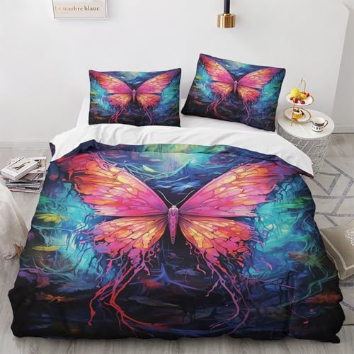 NUEYSP Bettwäsche 140x200 Farbiger Schmetterling Bettwäsche-Sets 3D-Motiv, Mikrofaser, 1 Bettbezug 140x200 + 1 Kissen 70x90 mit Verdecktem ReißVerschluss für Mädchen Jungen. NUEYSP Bettwäsche 140x200 Farbiger Schmetterling Bettwäsche-Sets 3D-Motiv, Mikrofaser, 1 Bettbezug 140x200 + 1 Kissen 70x90 mit Verdecktem ReißVerschluss für Mädchen Jungen. von NUEYSP