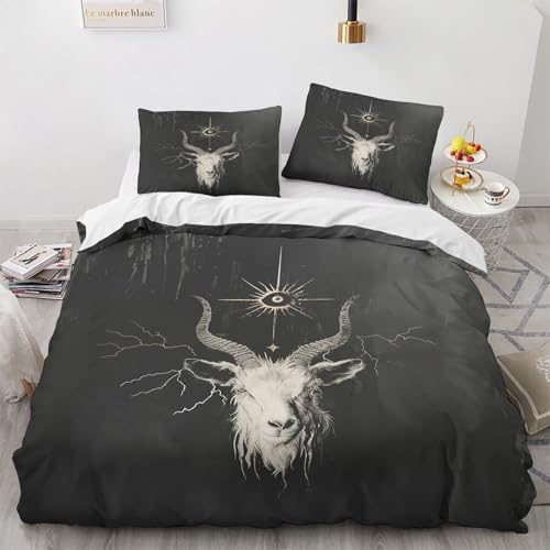 NUEYSP Bettwäsche 140x200 Ziege Bettwäsche-Sets 3D-Motiv, Mikrofaser, 1 Bettbezug 140x200 + 1 Kissen 70x90 mit Verdecktem ReißVerschluss für Mädchen Jungen. von NUEYSP