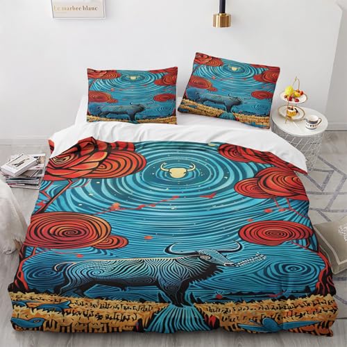 NUEYSP Bettwäsche 155x220 Abstrakt Bettwäsche-Sets 3D-Motiv, Mikrofaser, 1 Bettbezug 155x220 + 1 Kissen 80x80 mit Verdecktem ReißVerschluss für Mädchen Jungen. von NUEYSP