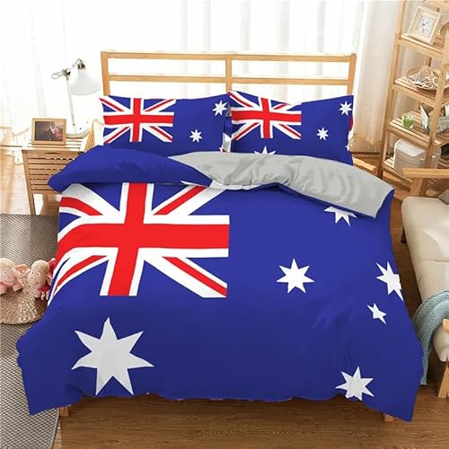 NUEYSP Bettwäsche 155x220 Australien Bettbezug 155x220 Flauschige Allergiker Weicher Atmungsaktive Mikrofaser Bettwäsche-Sets mit Reißverschluss + 2 Kissenbezüge 80x80 cm für Kinder Jungen von NUEYSP
