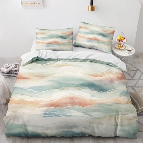 NUEYSP Bettwäsche 155x220 Bunte Wolken Bettwäsche-Sets 3D-Motiv, Mikrofaser, 1 Bettbezug 155x220 + 1 Kissen 80x80 mit Verdecktem ReißVerschluss für Mädchen Jungen. von NUEYSP