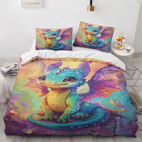 NUEYSP Bettwäsche 155x220 Drache Bettwäsche-Sets 3D-Motiv, Mikrofaser, 1 Bettbezug 155x220 + 1 Kissen 80x80 mit Verdecktem ReißVerschluss für Mädchen Jungen. NUEYSP Bettwäsche 155x220 Drache Bettwäsche-Sets 3D-Motiv, Mikrofaser, 1 Bettbezug 155x220 + 1 Kissen 80x80 mit Verdecktem ReißVerschluss für Mädchen Jungen. von NUEYSP