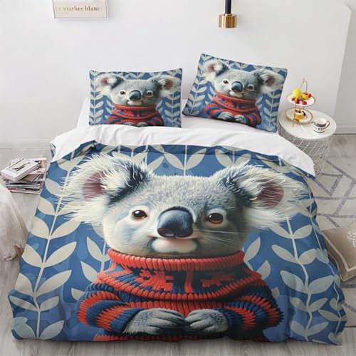 NUEYSP Bettwäsche 155x220 Grauer Koala Bettwäsche-Sets 3D-Motiv, Mikrofaser, 1 Bettbezug 155x220 + 1 Kissen 80x80 mit Verdecktem ReißVerschluss für Mädchen Jungen. NUEYSP Bettwäsche 155x220 Grauer Koala Bettwäsche-Sets 3D-Motiv, Mikrofaser, 1 Bettbezug 155x220 + 1 Kissen 80x80 mit Verdecktem ReißVerschluss für Mädchen Jungen. von NUEYSP