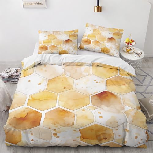 NUEYSP Bettwäsche 155x220 Wabe Bettwäsche-Sets 3D-Motiv, Mikrofaser, 1 Bettbezug 155x220 + 1 Kissen 80x80 mit Verdecktem ReißVerschluss für Mädchen Jungen. von NUEYSP
