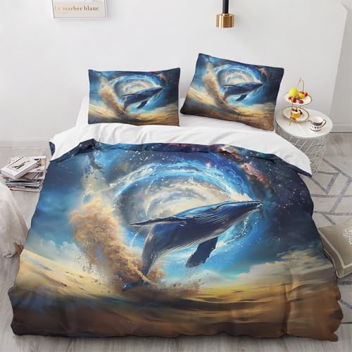 NUEYSP Bettwäsche 155x220 Wal Bettwäsche-Sets 3D-Motiv, Mikrofaser, 1 Bettbezug 155x220 + 1 Kissen 80x80 mit Verdecktem ReißVerschluss für Mädchen Jungen. NUEYSP Bettwäsche 155x220 Wal Bettwäsche-Sets 3D-Motiv, Mikrofaser, 1 Bettbezug 155x220 + 1 Kissen 80x80 mit Verdecktem ReißVerschluss für Mädchen Jungen. von NUEYSP