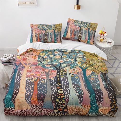 NUEYSP Bettwäsche 155x220 Wald Bettwäsche-Sets 3D-Motiv, Mikrofaser, 1 Bettbezug 155x220 + 1 Kissen 80x80 mit Verdecktem ReißVerschluss für Mädchen Jungen. von NUEYSP