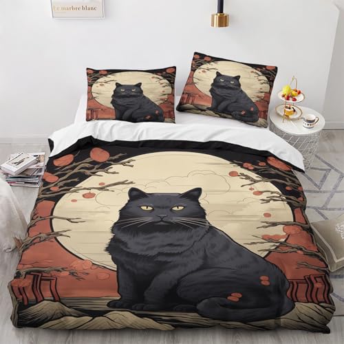 NUEYSP Bettwäsche 200x200 Schwarze Katze Bettwäsche-Sets 3D-Motiv, Mikrofaser, 1 Bettbezug 200x200 + 2 Kissen 80x80 mit Verdecktem ReißVerschluss für Mädchen Jungen. NUEYSP Bettwäsche 200x200 Schwarze Katze Bettwäsche-Sets 3D-Motiv, Mikrofaser, 1 Bettbezug 200x200 + 2 Kissen 80x80 mit Verdecktem ReißVerschluss für Mädchen Jungen. von NUEYSP