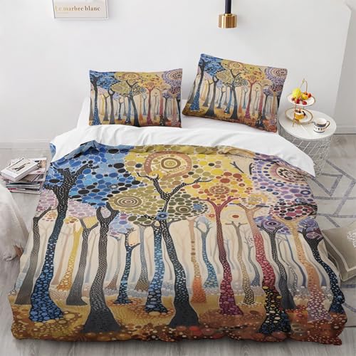 NUEYSP Bettwäsche 200x200 Wald Bettwäsche-Sets 3D-Motiv, Mikrofaser, 1 Bettbezug 200x200 + 2 Kissen 80x80 mit Verdecktem ReißVerschluss für Mädchen Jungen. von NUEYSP