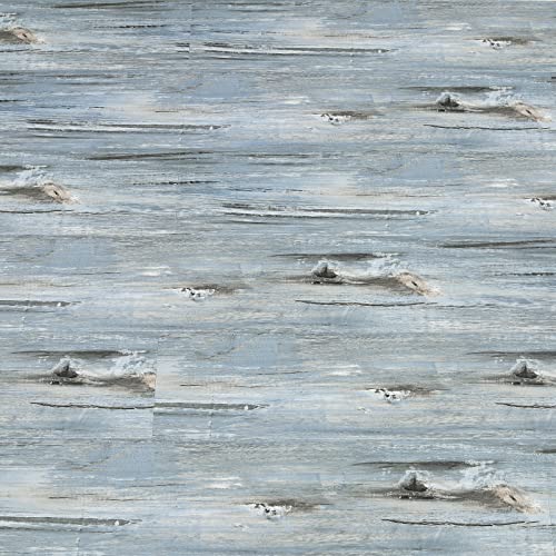 Vinylboden Selbstklebende Fliesen PVC Bodenbelag Selbstklebend Vinyl Holzoptik Bodenaufkleber Wasserdicht Verschleißfest für Küche Wohnzimmer Badezimmer Blau Holz 15X90cm 10pcs von NUFLR