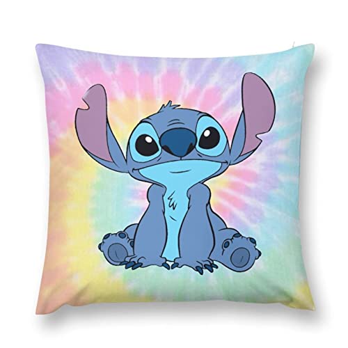 NUIGUBF Kompatibel mit Disney Lilo & Stitch Cartoon Cute Pattern Dekorative Kissenbezug, Kinder Super Soft Pillowcase Home Soft & Comfortable 18x18 Zoll (Doppelseitig) von NUIGUBF