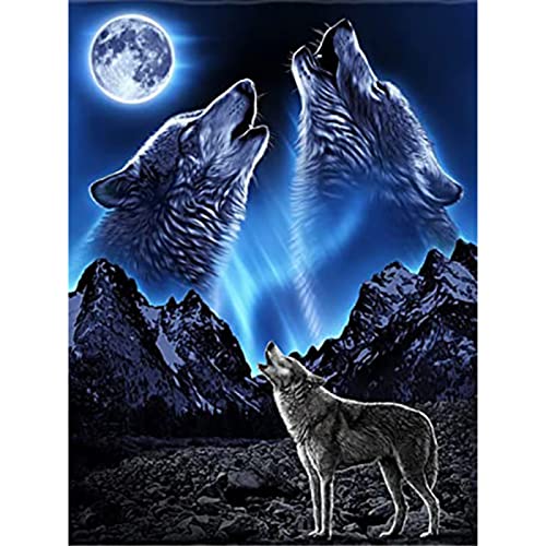 NUISX Kreuzstich Stickpackung 11Ct Sticken Set Erwachsene Kreuzstich 40X50Cm Mond Und Wolf Bedruckte Leinwand Diy Stickbilder Vorgedruckt Kreuzstich Für Anfänger Home Decor von NUISX