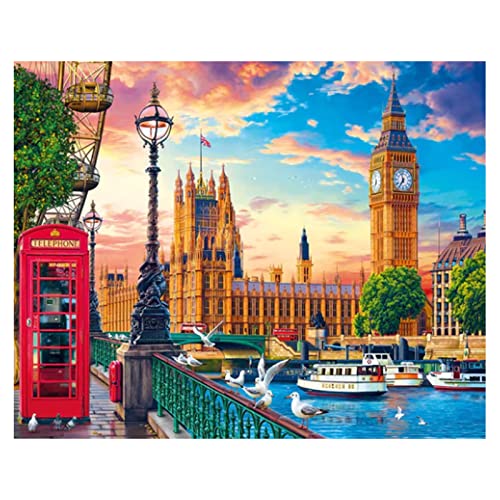 Reuzstich Stickpackung 11Ct Sticken Set Erwachsene Kreuzstich 40X50Cm Schöne Landschaft Von London Home Decoration Cross Stitch Kits Stickerei Diy Stickbilder Vorgedruckt Kreuzstich Für Anfänger Hom von NUISX