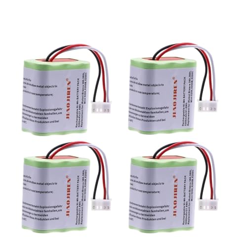 7,2 V NI-MH 5200 MAh Akku, Kompatibel For Braava, 380T 380 390T, Kompatibel For Mint, 5200 5200B Staubsauger, Verbesserter 3000 MAh NI-MH Akku(4PCS) von NUIXQKMRR