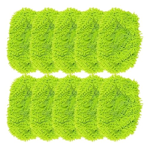 Flachwischtuch Mit Gummiband, Waschbar, Wiederverwendbar, Mikrofaser-Wischpads, Trocken Und Nass, Nachfüllpackung For Die Reinigung Mit Kehrmaschinen Und Rotationsmopps(10 PC GREEN) von NUIXQKMRR